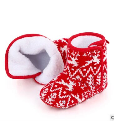 Christmas Winter Santa Claus Warm First Walkers Snow Baby Infant Crochet Knit Fleece Baby Shoes for Boys Girls DS9