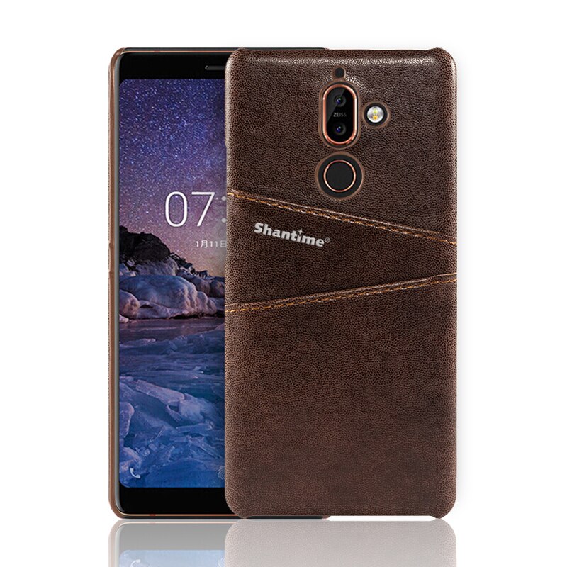 For Nokia 7 Plus Phone Case For Nokia 7 Plus Business Case Leather Wallet Cover With Card Slot Holder Luxury Sense: Coffee