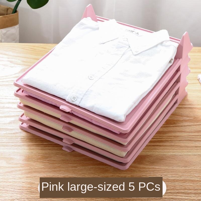 Storage Lazy Folding Finishing Fold Garment Board Multi-Function Stacked Clothes Artifact T-shirt Shirt Clothes Folding Board: Pink L