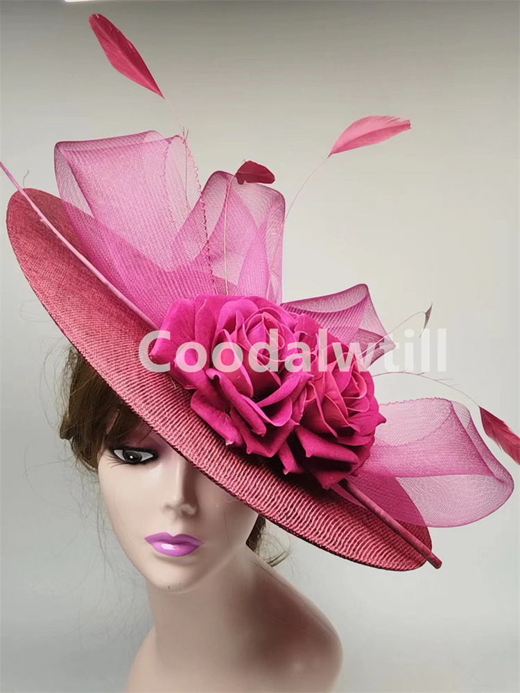 Grote Bloem Fascinators Hoed Hoofddeksel Vrouwen Kentucky Kerk Hoeden Dames Derby Veer Pillendoos Fascinator Hoeden
