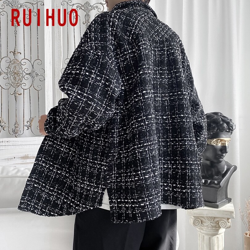 RUIHUO Spring Men Shirt Male Clothing Slim Fit Cotton Long Sleeve Casual Shirts Men Brand Plus Size M-2XL