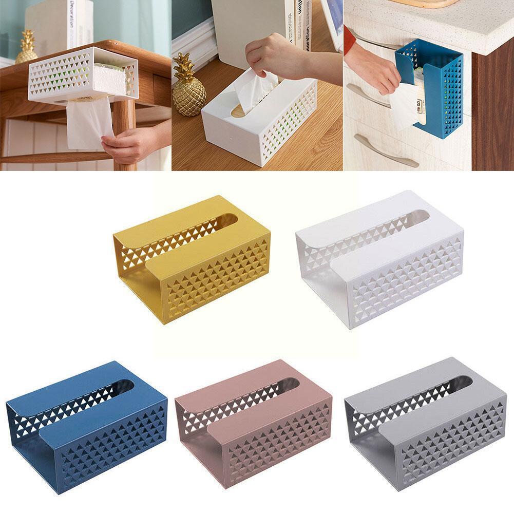 Wall Mounted Self Adhesive Plastic Tissue Box Napkin Home Paper Box Napkin Holder Towel Storage Paper Hollow Organizer