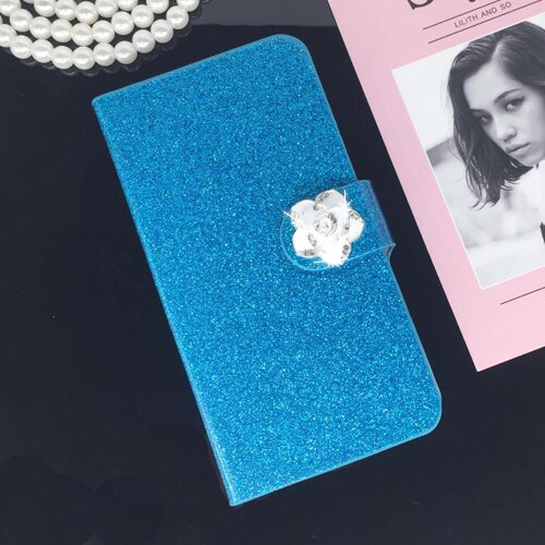 Printing Leather Case for Huawei G Play Mini CHC-U01 Flip Cover for Honor 4C 4 C CHM-U01 CHM-CL00 CHM-UL00 C8818 Phone Cases: Blue Flower