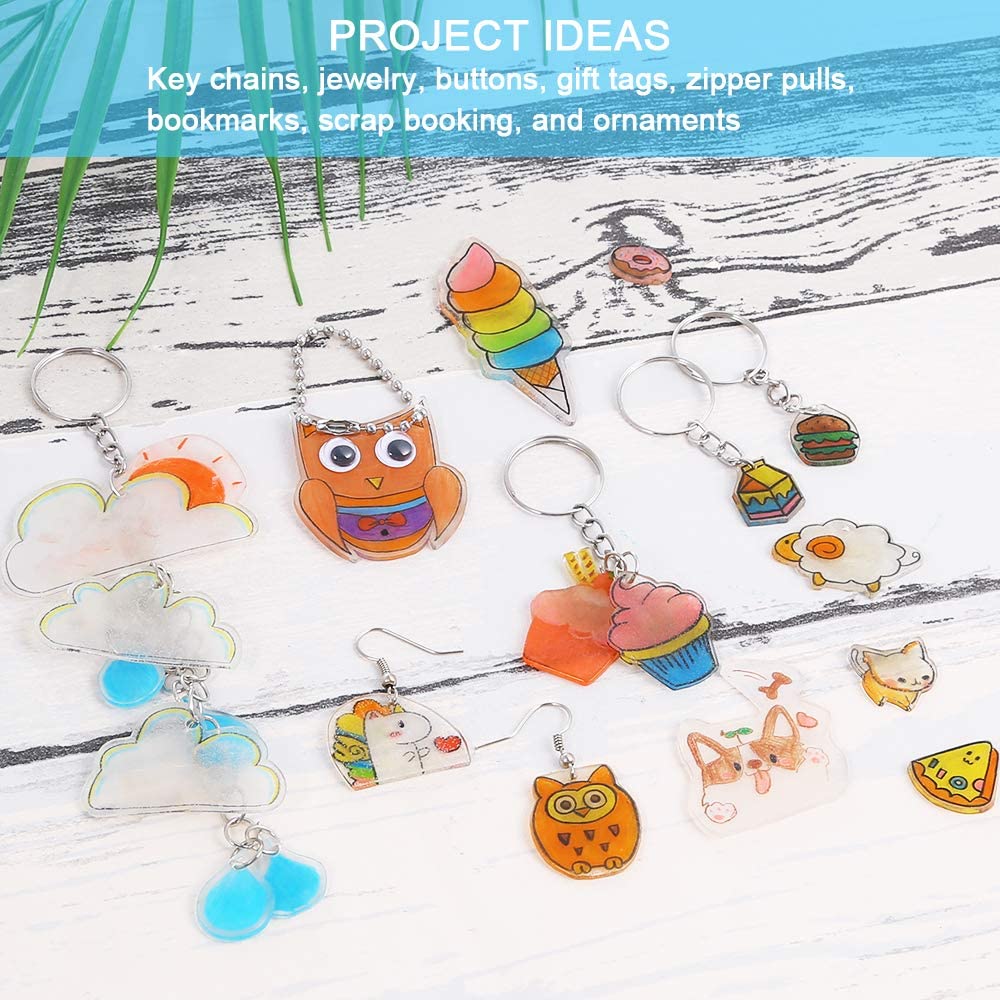 198 sztuk Shrinky Dinks zestaw z tworzywa sztucznego arkusz termokurczliwy papier artystyczny dziurkacz breloki ołówki rysunek dostaw kreatywny uroki producent