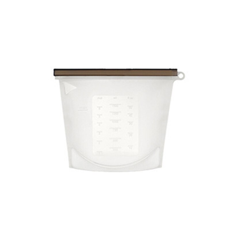 Silicone Food Preservation Bag Reusable Airtight Seal Bags For Vegetable Liquid Snack Meat Microwave Heating Tools 500/1000ML: 500ml white