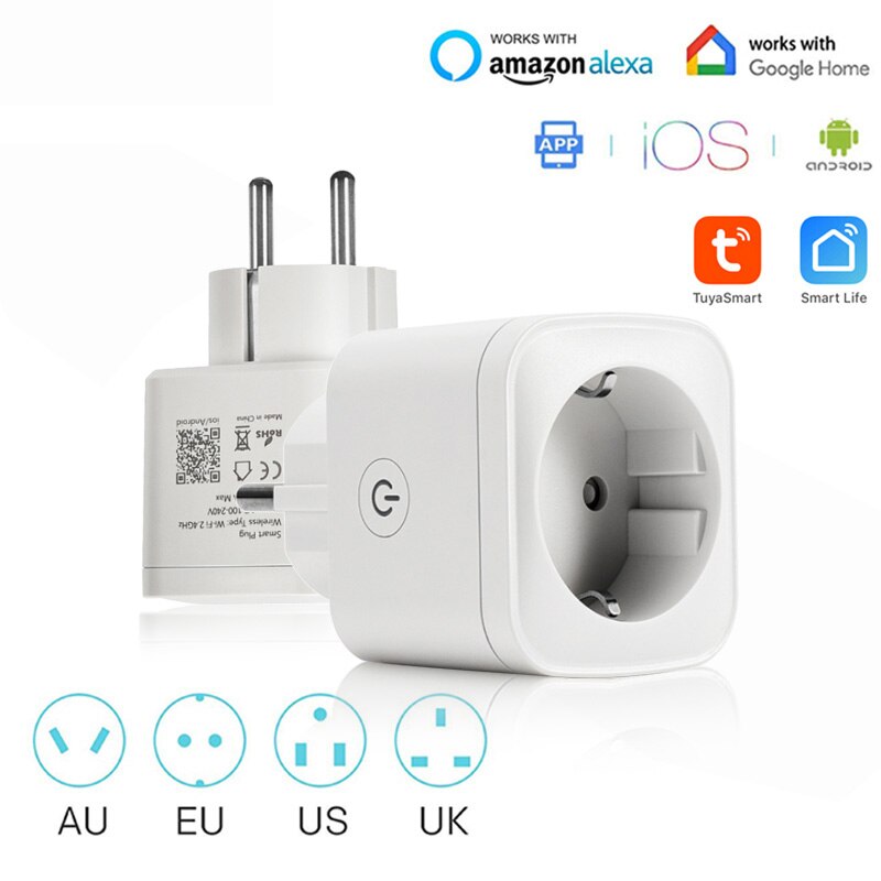 Smart WIFI Plug Socket Power Switch APP Remote Voice Control Timer Home Automation EU Adaptor Socket For Alexa Google Home Plug