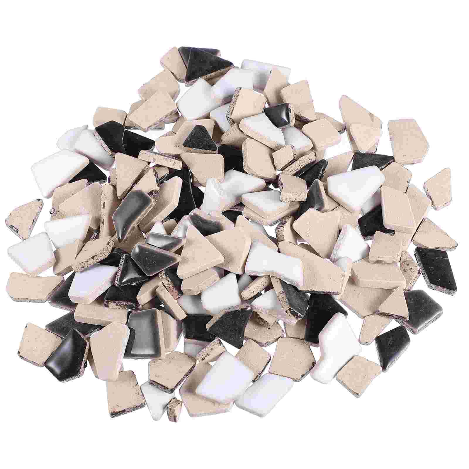 200g Colorful DIY Mosaic Tiles Pretty Ceramic Mosaic Tiles Delicate Mosaic Tiles: BlackWhite