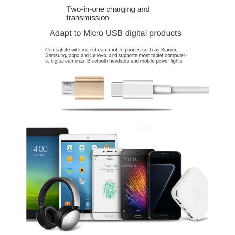 USB Type C Female To Micro USB Male Adapter Connector Type-C Micro USB Charger Adapter V8 Charging Data Transmission Converters