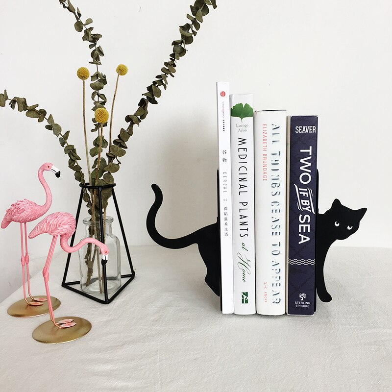Cute Cat Simple Book Stand School Students Stand Metal Bookends Iron Support Desk Stands For School Stationery & Office Sup