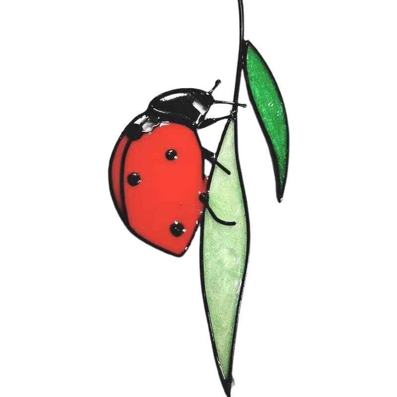 Ladybug Suncatcher Stained Glass Window Wall Door Hangings Family Office Car Decoration for Garden Ornament