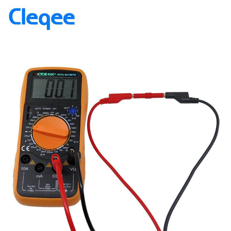 Cleqee P1036 5PCS 1M Stackable 4mm Banana Plug Male Jack to Banana Plug Multimeter Test Cable 1000V/15A 5 Colors