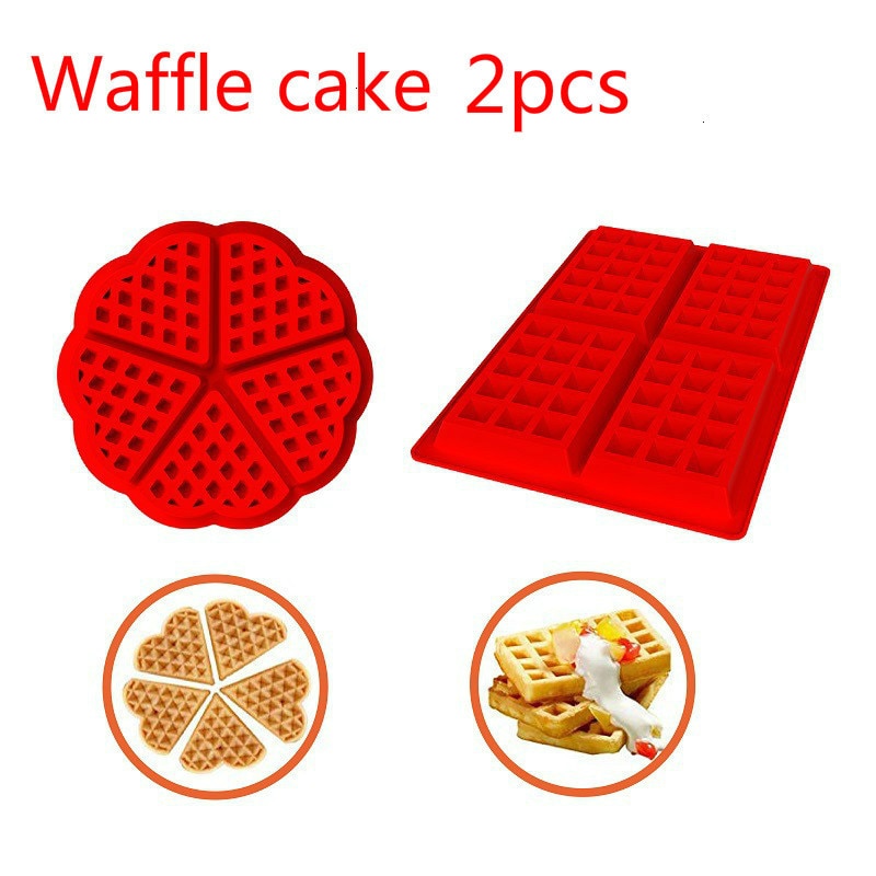 2pcs Siliconen Waffle Mold bakvormen DIYChocolate Wafels Pan Cake Bakvorm Modle WaffleTray Keuken Koken Cake Makers Tool