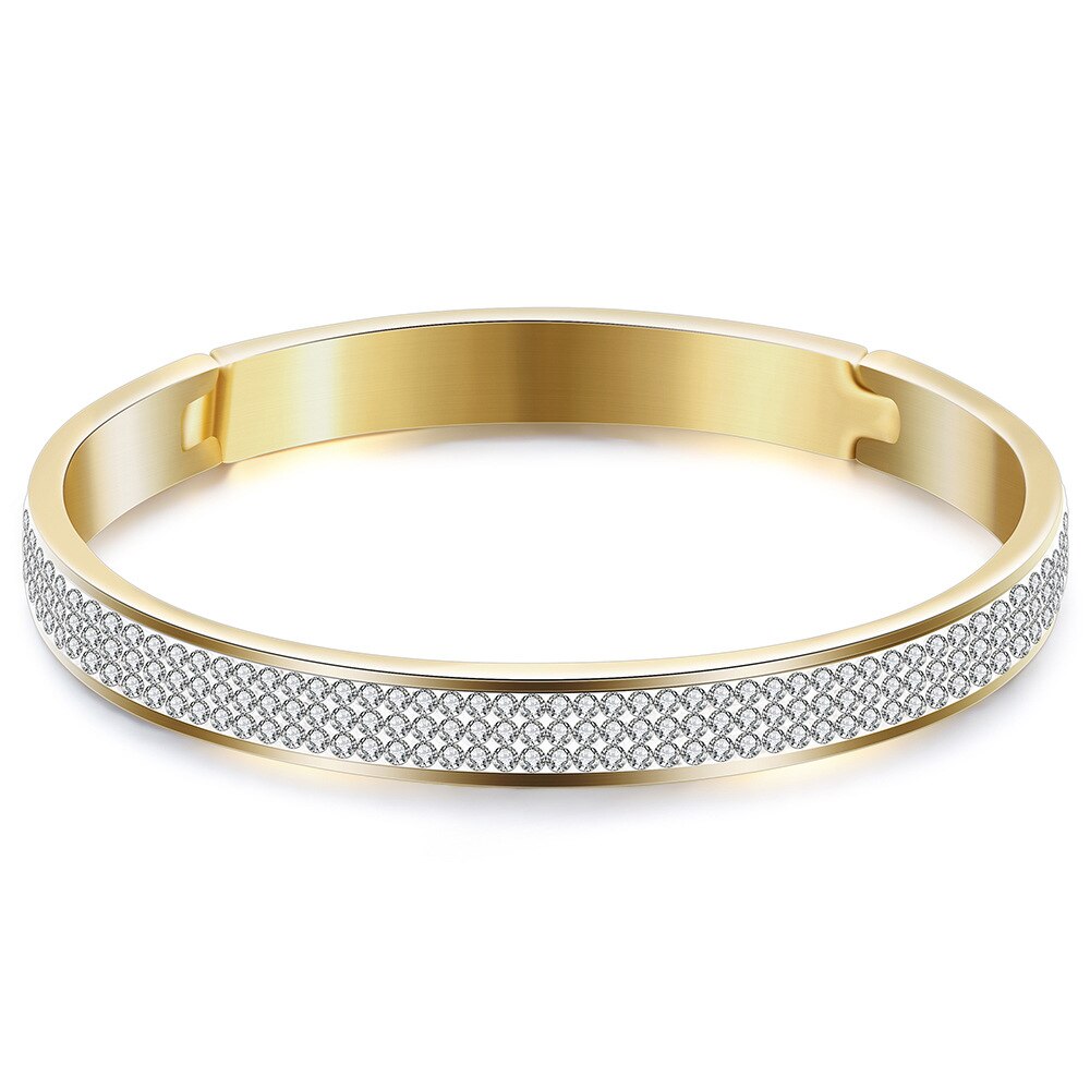 ZORCVENS strass di cristallo a due file pavimenta bracciali e braccialetti in acciaio inossidabile per accessori moda donna gioielli braccialetto: 84091