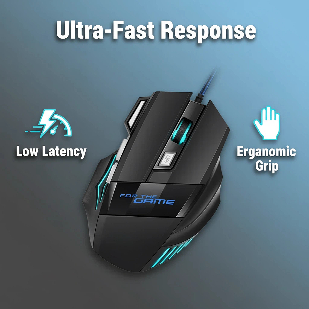 MINGCVIL Maus einstellbare DPI USB Gaming Maus RGB Hintergrundbeleuchtung Ergonomische Spiel Mäuse 7D Esports Wired Maus für Laptop PC Gamer: Default Title