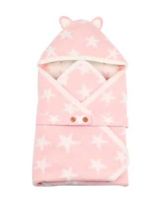 Sobres de punto de oso de dibujos animados para recién nacidos, sacos de dormir de otoño gris abotonada bebé infantil, saco de dormir, manta de primavera: 82W423 Pink