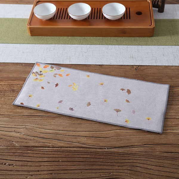 Toalla de té china de , Trapos de mesa de té de felpa gruesa absorbente, esteras de té de Kung Fu chino, toallas de olla de: Almond leaves