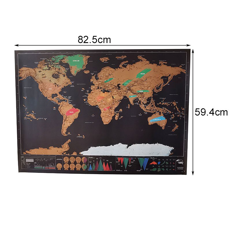 Luxury Erasable world Travel map Toy map travel 82.5x59.4cm Home office decoration wall sticker poster Decorative map 1 Pcs
