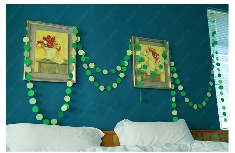 2 pçs/lote 4 M Comprimento Bonito Rodada Colorido Quarto Casamento Decoração Do Partido Guirlanda De Papel Lahua Hoom Parede Deco Bandeira Colorida cortina: green light green