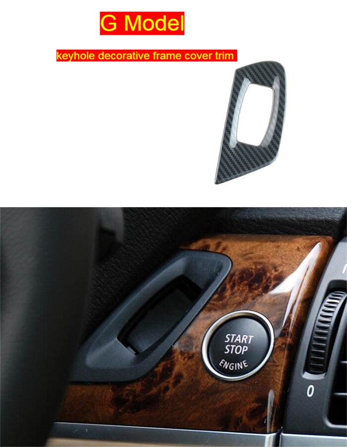 Bil styling interiör knappar panel ram dekoration täcker klistermärken trim för bmw  e70 e71 e72 x5 x6 sav kolfiber tillbehör: G modell kolfiber