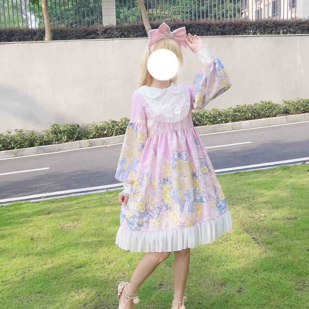 Japanese Lolita Dress Daisy Girl Long Sleeve Op Dress Japanese Small Fresh sweet dress