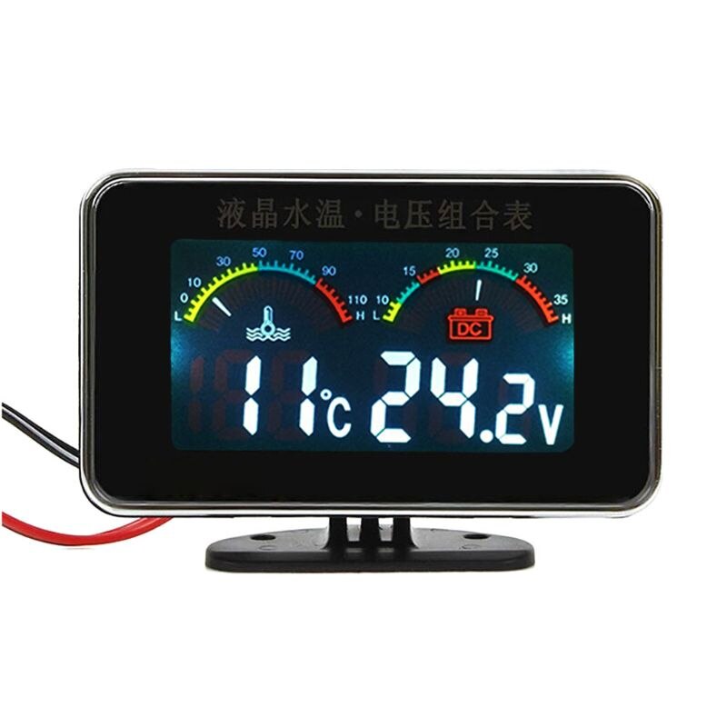 12V/24V LCD robić samochodu termometr wodny termometr woltomierz 2w1 Temp i miernik napięcia 17mm czujnik E7CA