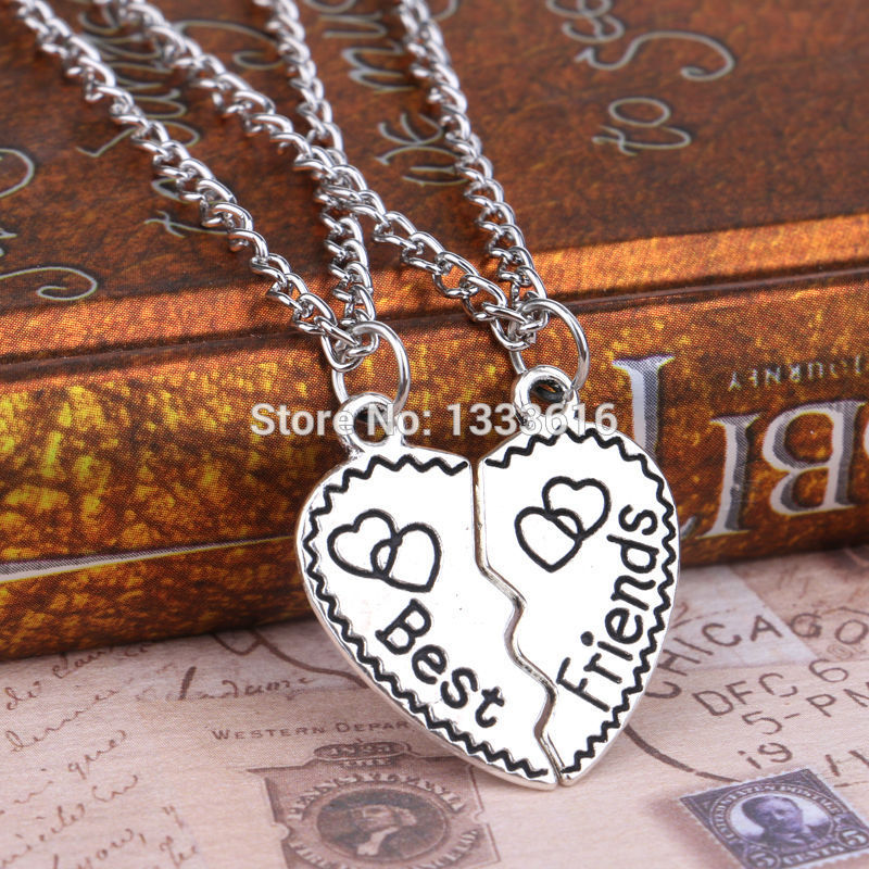 2 PCS Heart Puzzle Key Lock Best Friends BFF Necklace Friendship For Women Men Jewelry Pendant Necklaces Chain Collier