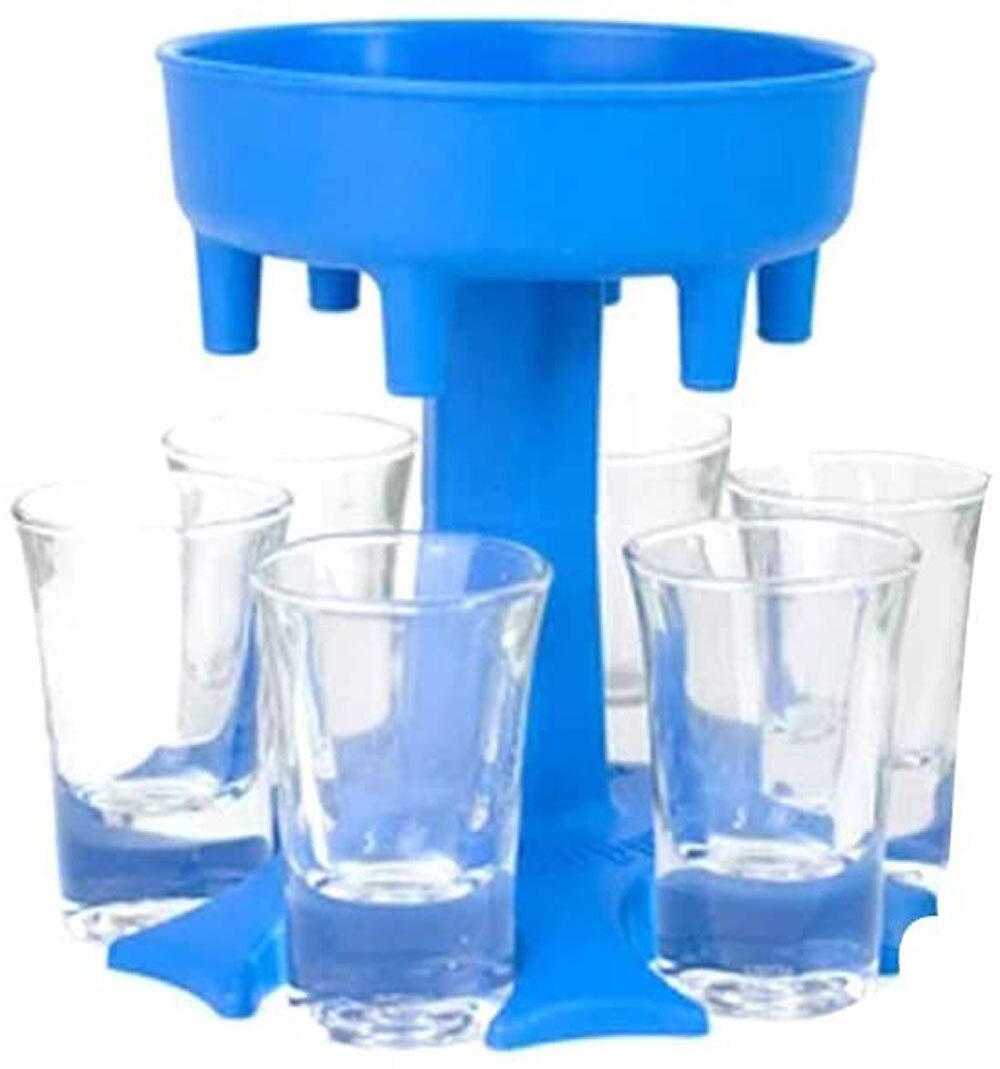 6 Shot Glass Dispenser Holder Carrier Party Drinking Games Shot Glasses Get The Party Started Caddy Liquor Dispenser: Blue