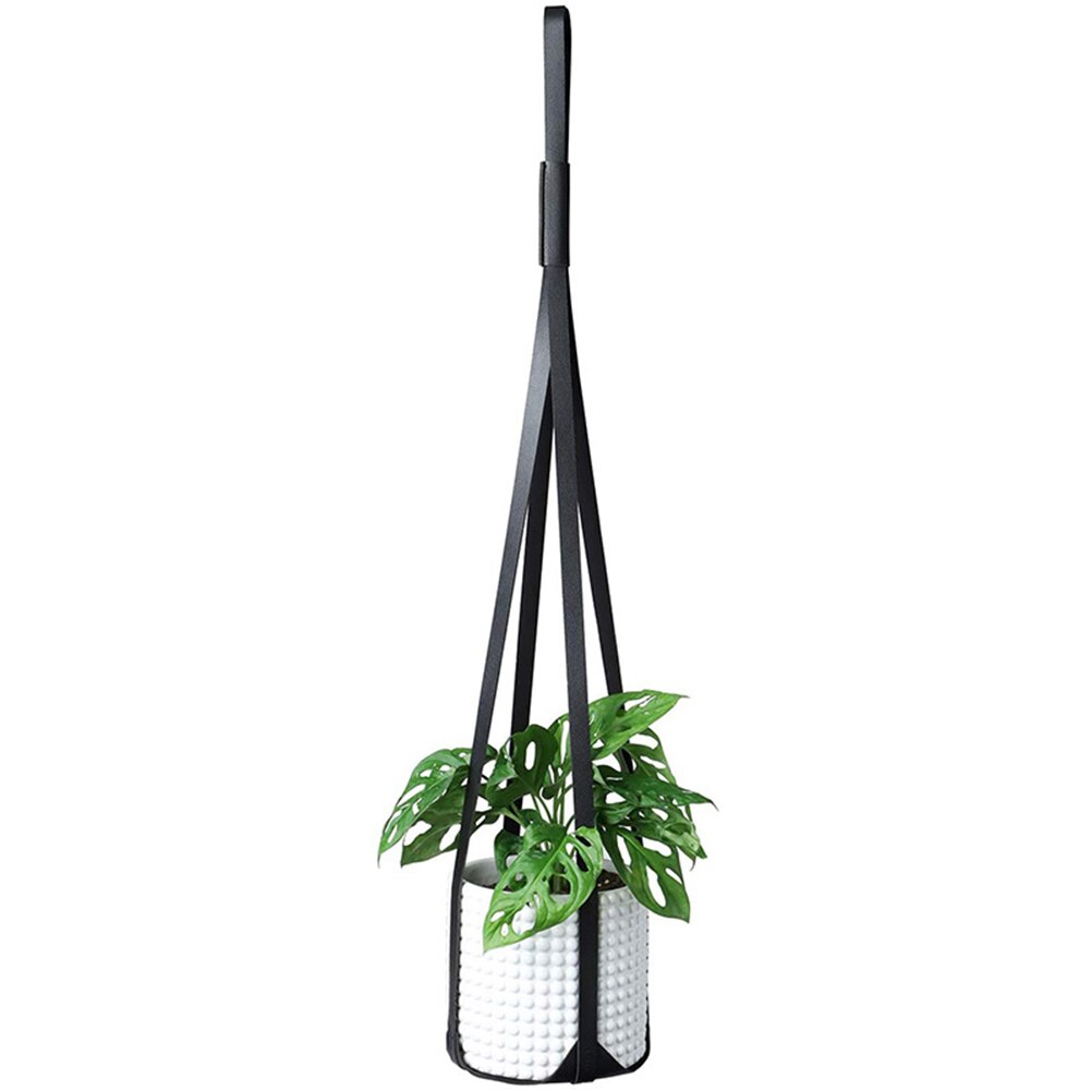 Lederen Plant Hanger Opknoping Planter Bloempot Houder Voor Indoor Planten Cactus Succulent: Black