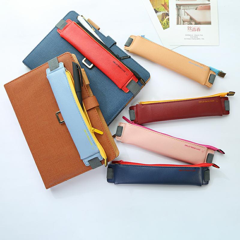 Luxe Pu Leer Elastische Gesp Etui Voor Boek Notebook Mode Pen Schooltas Pen Case Voor Kantoor Vergadering carry