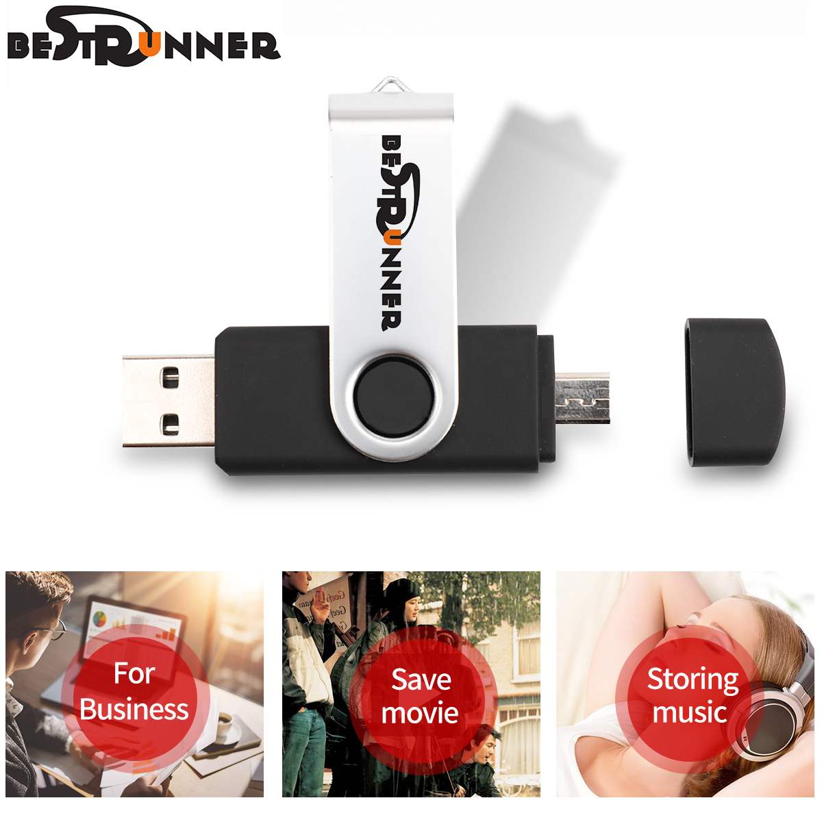 USB 2.0 Type-c Adapter OTG Flash Drive 512 M/8G/16G/32G /64G/128G USB Flash Memory Stick U Disk Opvouwbare Sleutel Hanger