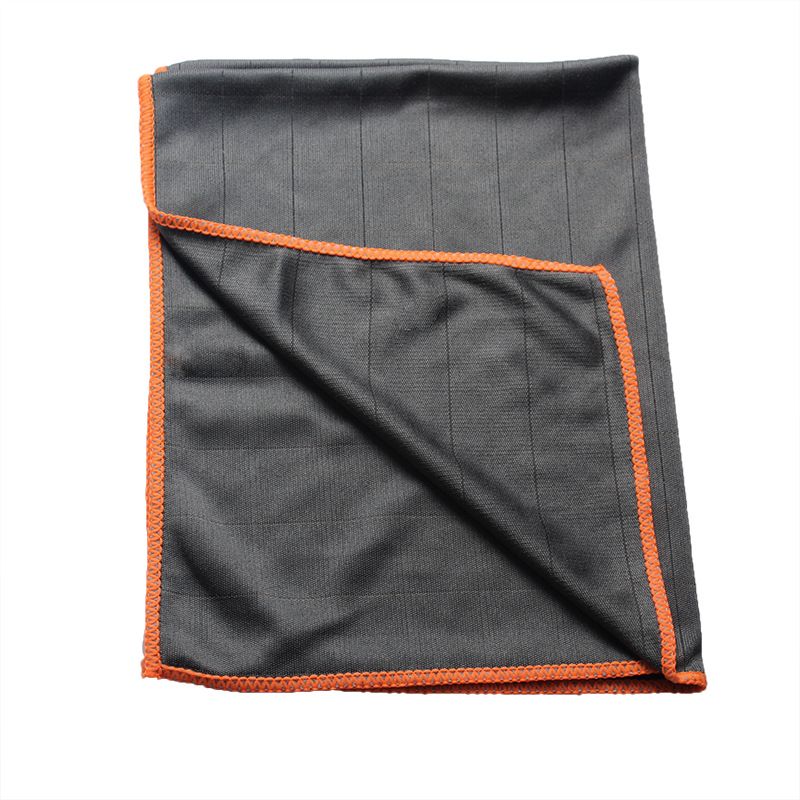 Chiffon en microfibre de carbone pour essuyer les fenêtres, verres à vin, vaisselle, chiffon de nettoyage du verre, chiffon en Fiber de carbone: orange