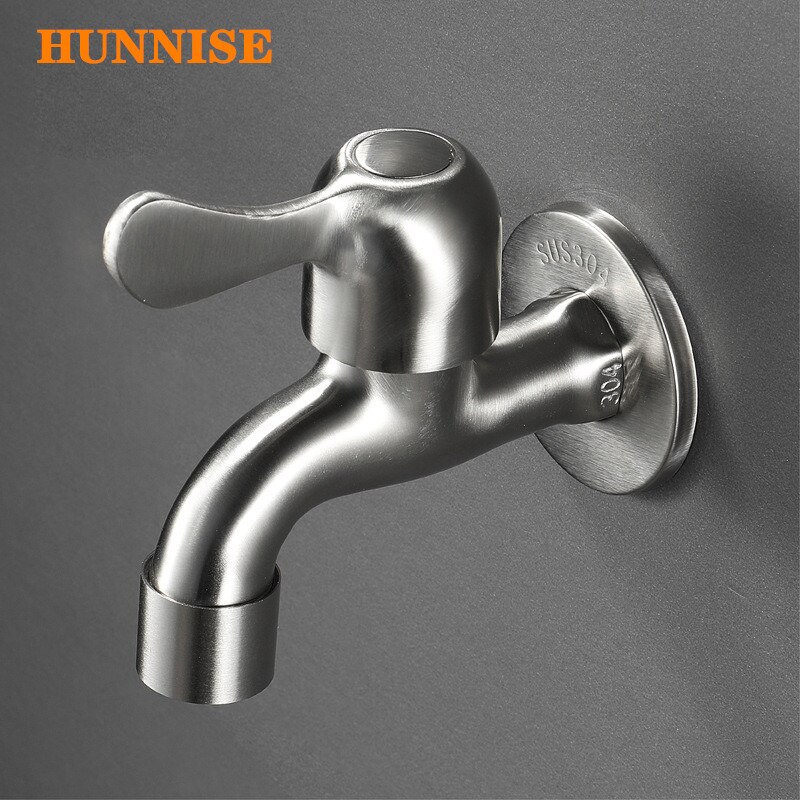Washing Machine Faucet Brushed Nickel Washing Machine Mixer Tap Wall Mounted Single Cold Bibcock Stainless Steel Garden Bibcocks