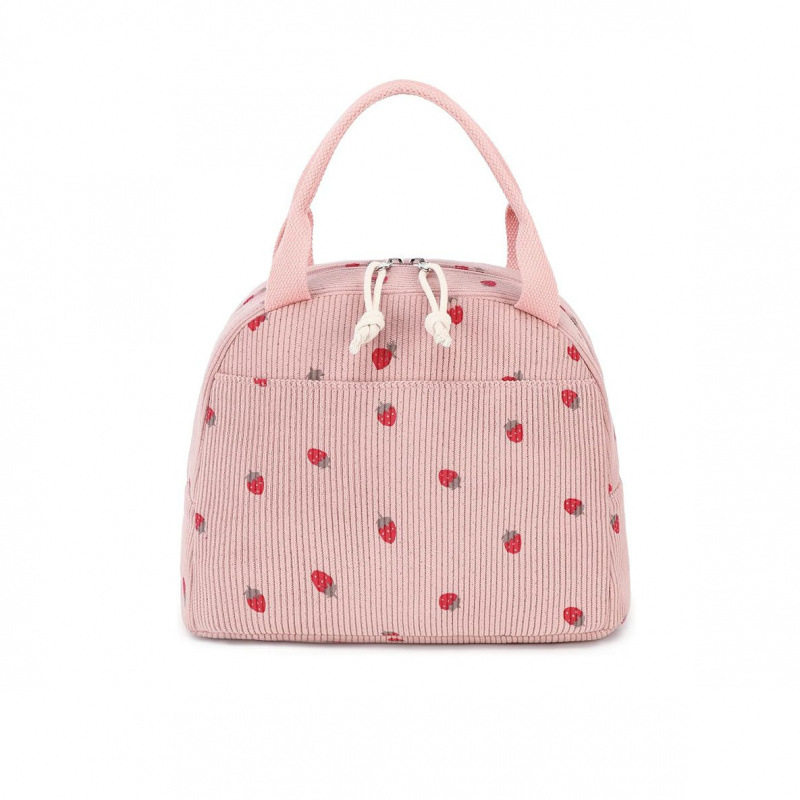 Cute Corduroy Lunch Bag for Women Reusable Insulated Lunch Box Large Capacity Reusable Insulated Cooler for Work Picnic Travel: Blue