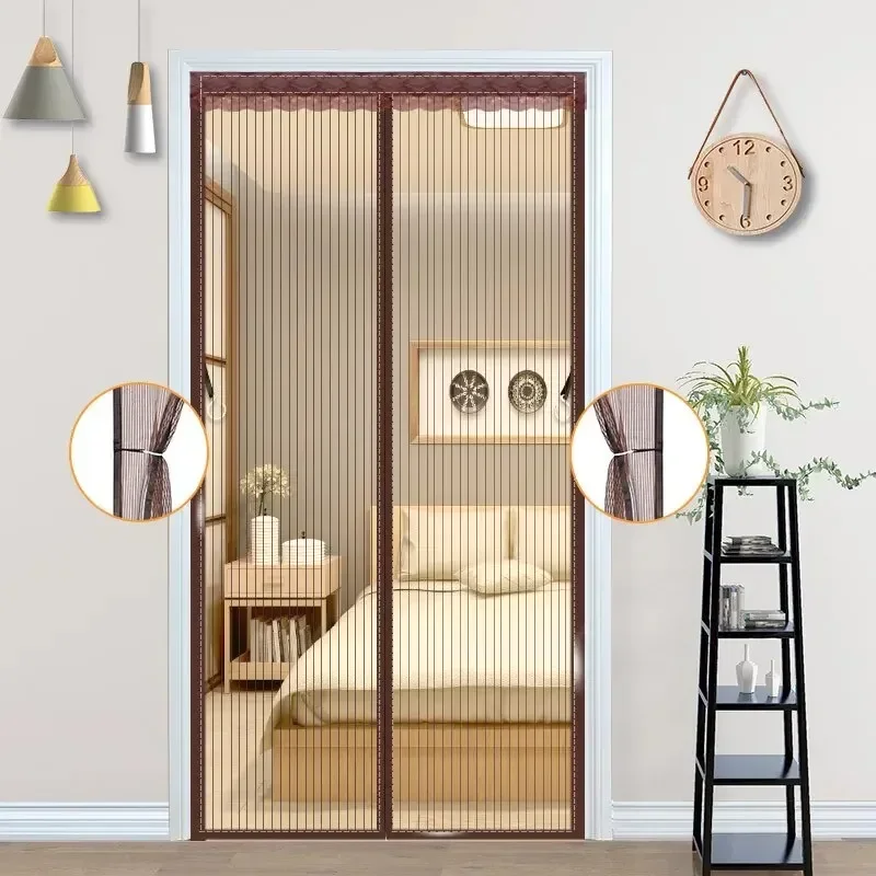 Zware Magnetische Screen Deur Mesh Gordijn Klamboe Bug Handsfree Partitie Mute Gestreepte Deur Gordijn Slaapkamer Ventilatie