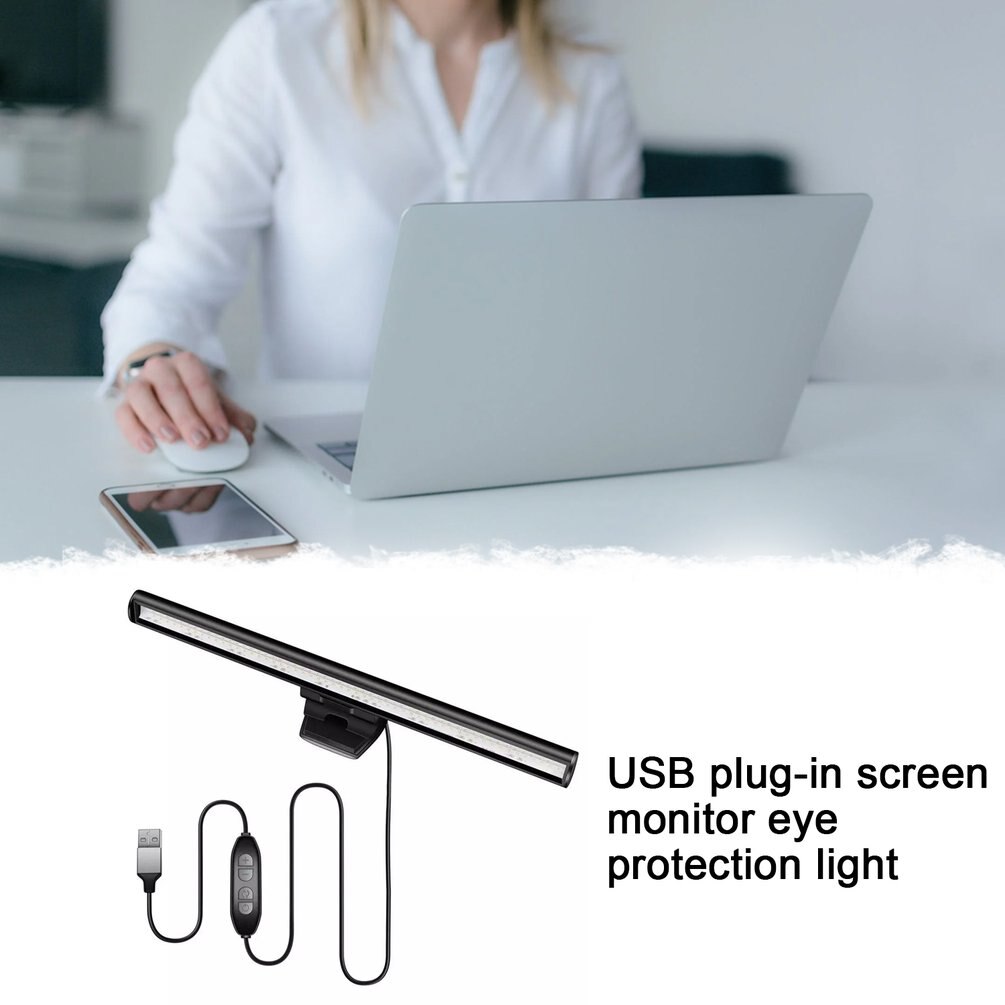Universal Stepless Dimming Eye-Care LED Desk Lamp For Computer PC Monitor Screen Hanging Light LED Reading USB Powered Lamp