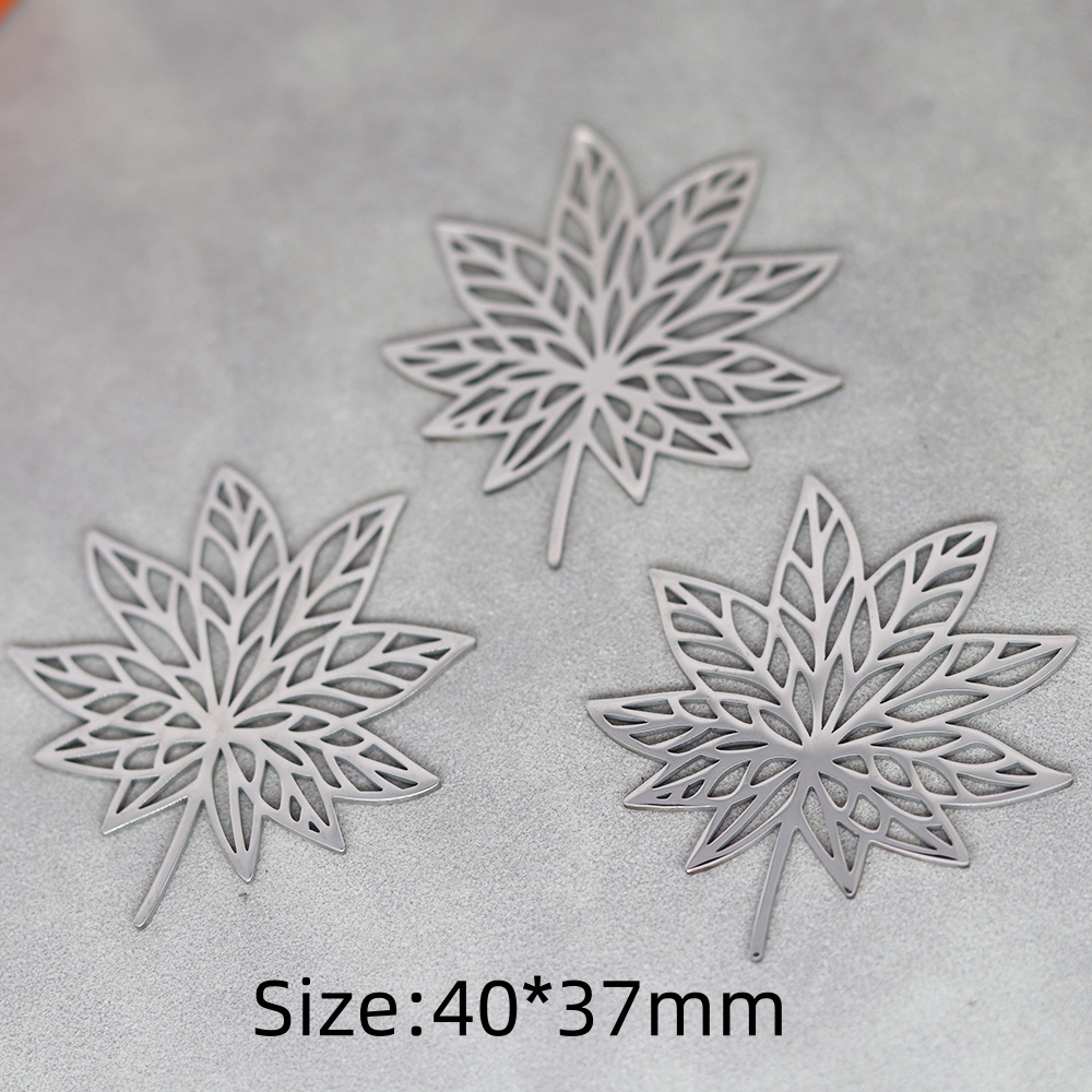 3 uds DIY pendientes borlas colgante de acero inoxidable hojas flor encanto para hacer joyería collar para mujer Accesorios: Oro champán