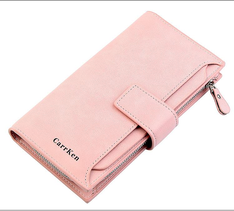 Unisex kvinders pung læder pochette mænd pung kortholder clutch pung cartera mujer luksus pung designere pochette uomo: Lyserød