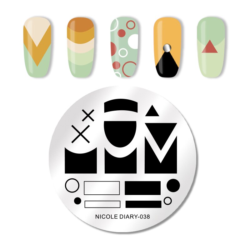 Nicole Dagboek Valentijnsdag Nail Stempelen Plaat Rechthoek Ronde Nail Art Stamp Image Template Diy Nail Plate Print Stencil: ND-038