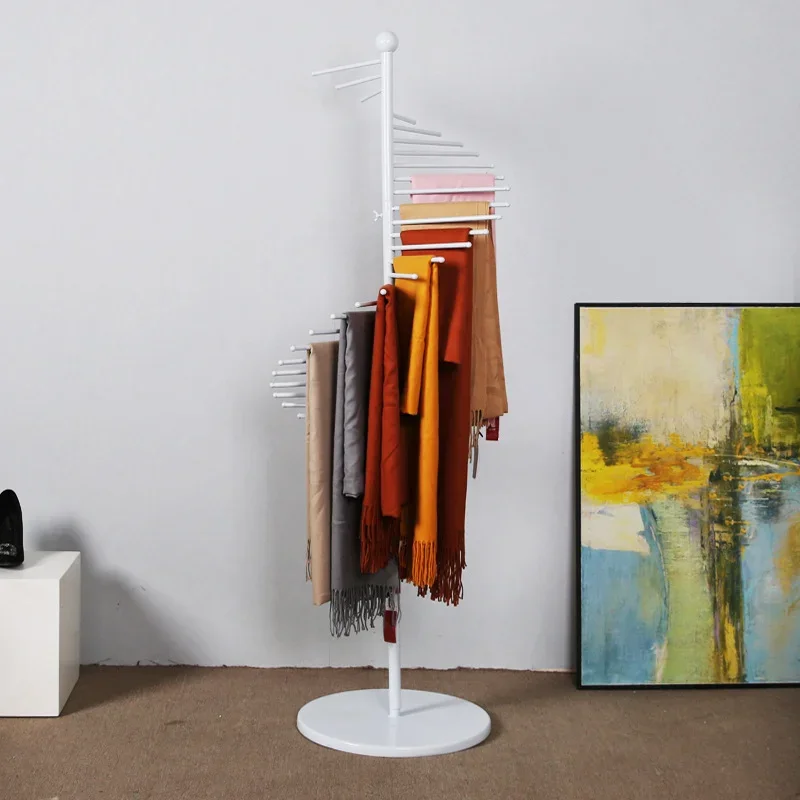 Silk Roll Display Rack Golden Scarf Shelf Floor Display Rack Hanging Silk... – Grandado