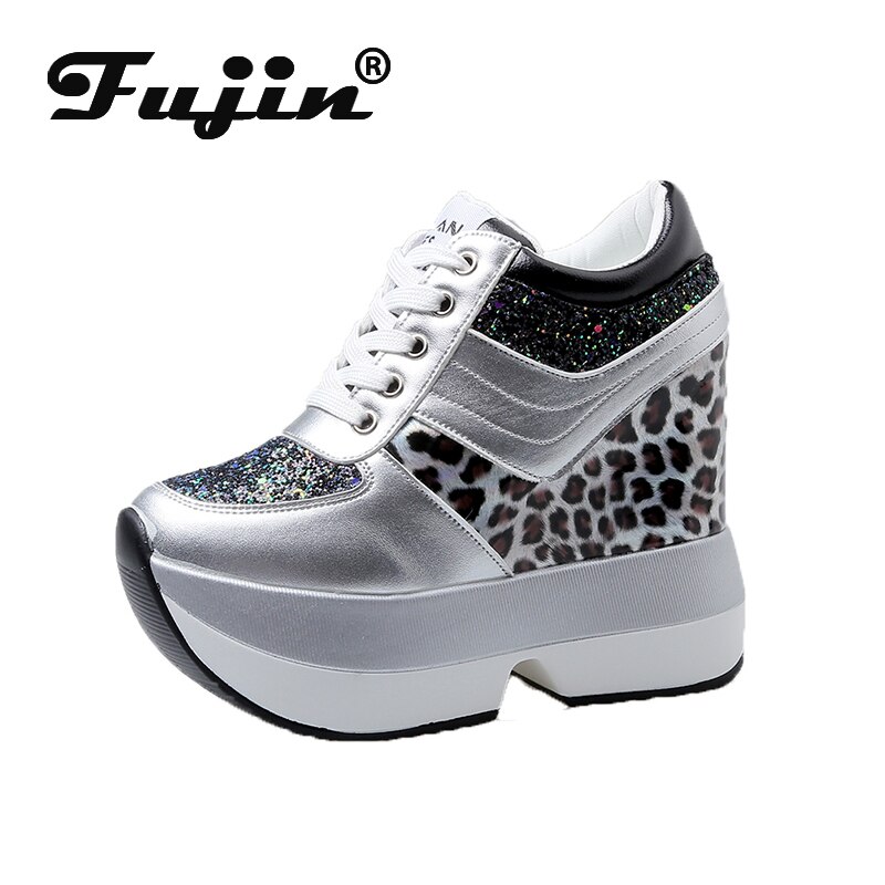 Fujin-zapatos informales de plataforma alta para Mujer, zapatillas Deportivas de suela gruesa con aumento de altura,