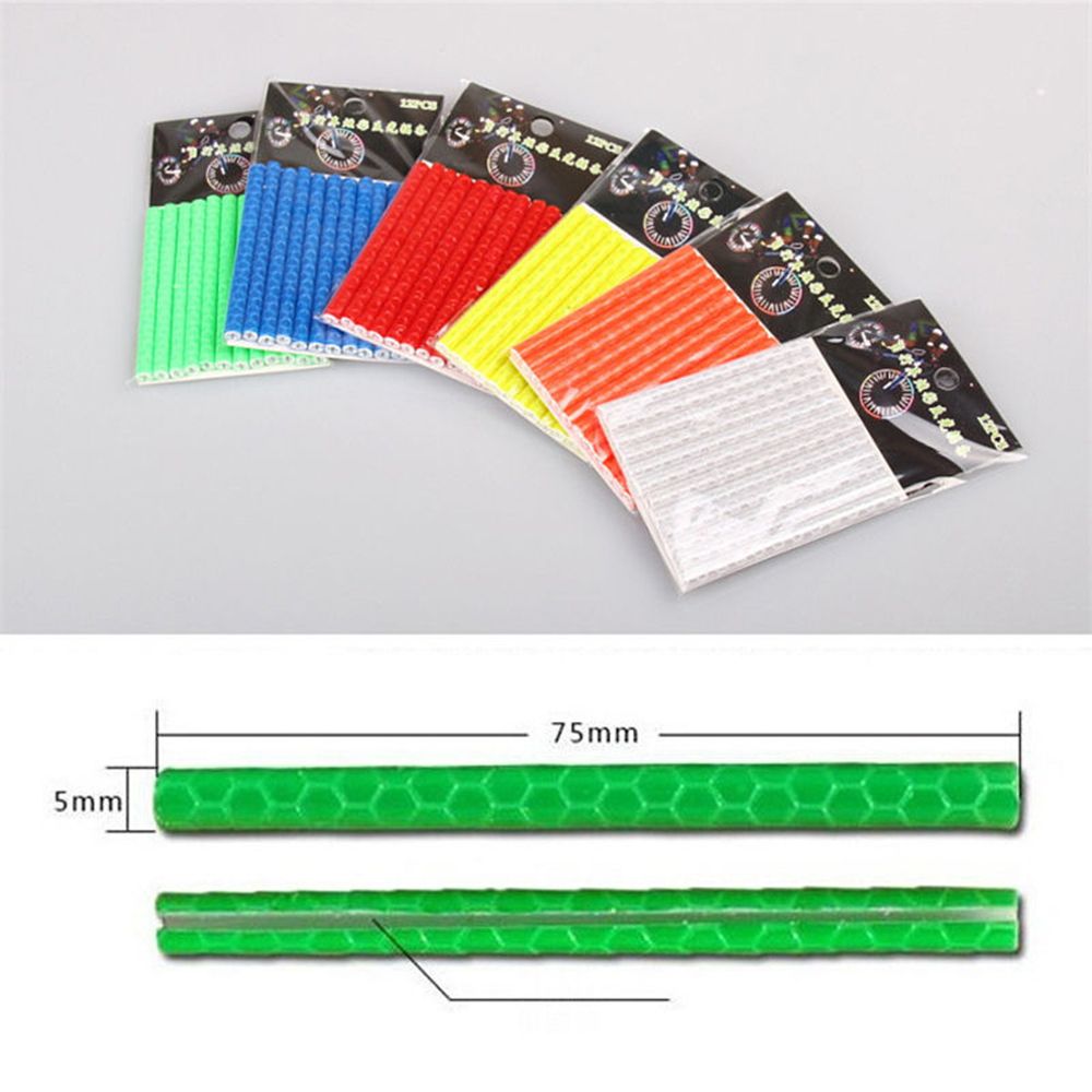 Kleurrijke 12Pcs Reflector Fiets Velg Sprak Strip Bike Mount Waarschuwingslampje Strip Buizen Bike Tire Reflecterende Decoartion