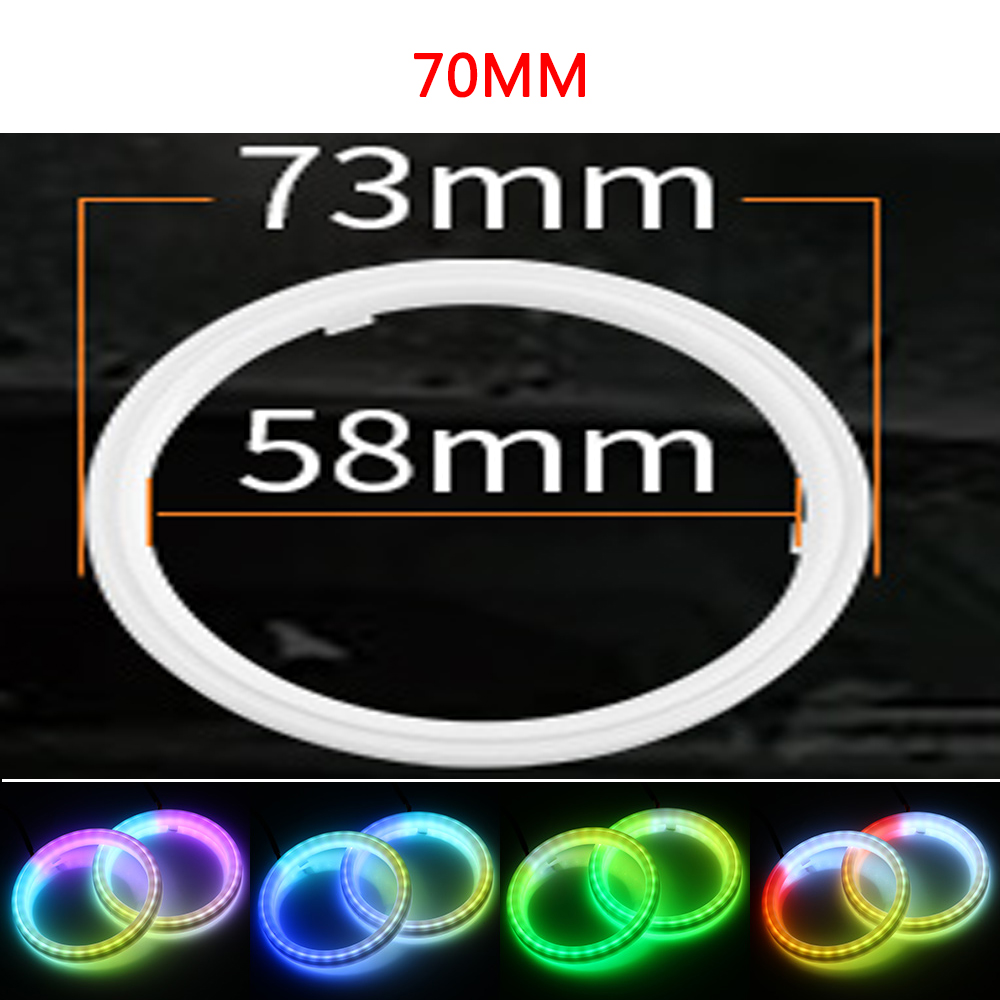 Bil LED Angel Eyes Halo Ringar - RGB med Blinkers - 60mm till 120mm - APP Bluetooth DRL Strålkastare: 4300k vitgul