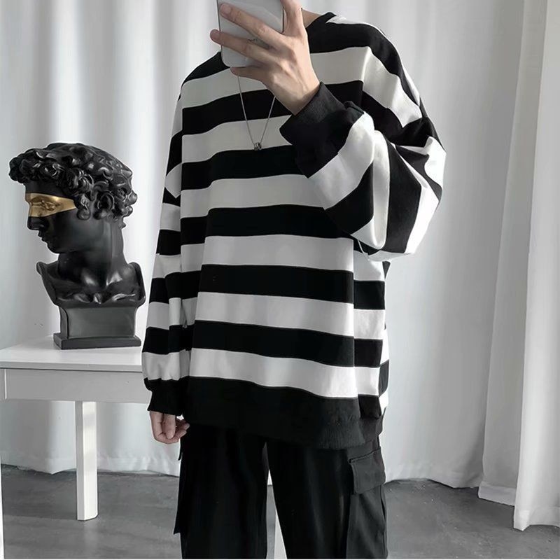 Oversized strip herre hættetrøjer koreansk hip hop efterår tynde afslappede sweatshirts kvinder rock hættetrøje plus størrelse tøj mænd japan hættetrøje