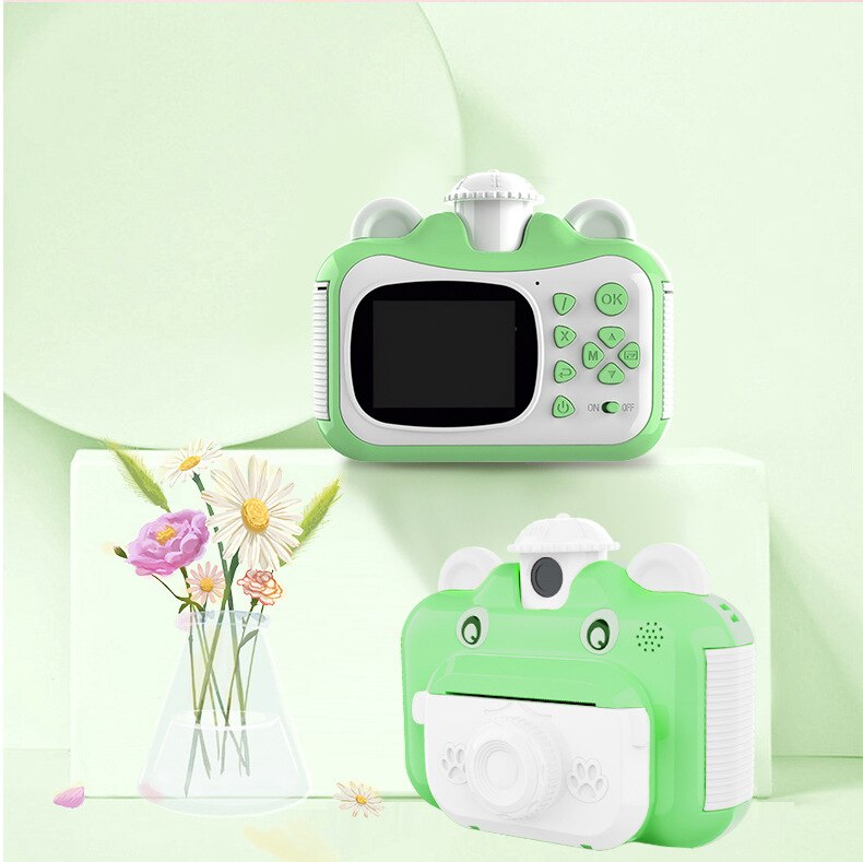 Kid Toy Mini Digital Cute Camera Instantanea for Kids Baby Children's Photo Instant Print Camera Birthday for Girls Boys: green / Standard