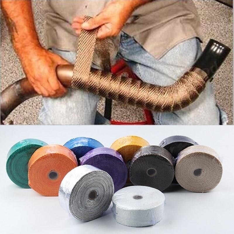 5M Roll Glasvezel Hitteschild Motorfiets Uitlaat Thermische Tape Header Pipe Heat Wrap Tape Thermische Bescherming Met Roestvrij Ties