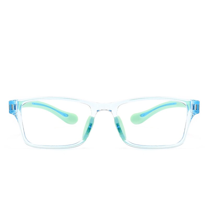 Anti Blue Light Kids Glasses Square Glasses Boy Girls Colorful Children Optical Frame Eyeglasses Soft Frame Transparent Eyewears: TRANSPARENT BLUE