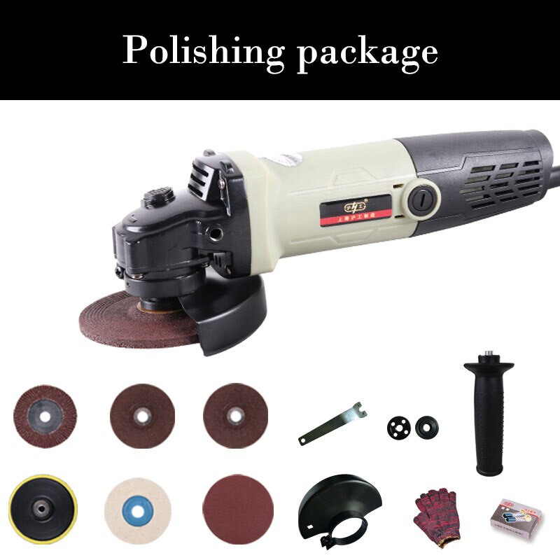 Household hand-held angle grinder Multifunction Marble wood cutting machine Stone metal polishing machine: Package two