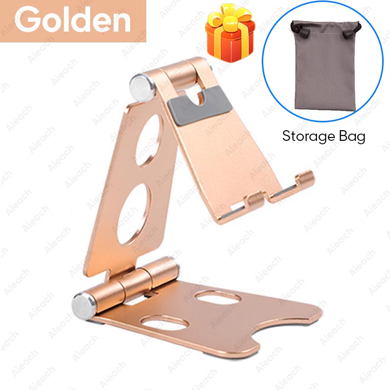 Aieach-Soporte plegable de aluminio ajustable para tableta, Soporte de escritorio para iPad, Samsung, Xiaomi, tableta: Double fold gold