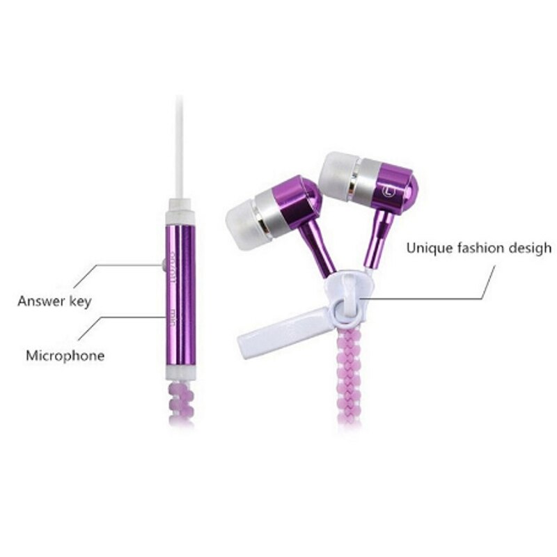 Stereo metalen oordopjes, gloeiende metalen oordopjes met rits, lichtgevende oordopjes in het donker voor iphone, samsung, xiaomi, sport oordopjes