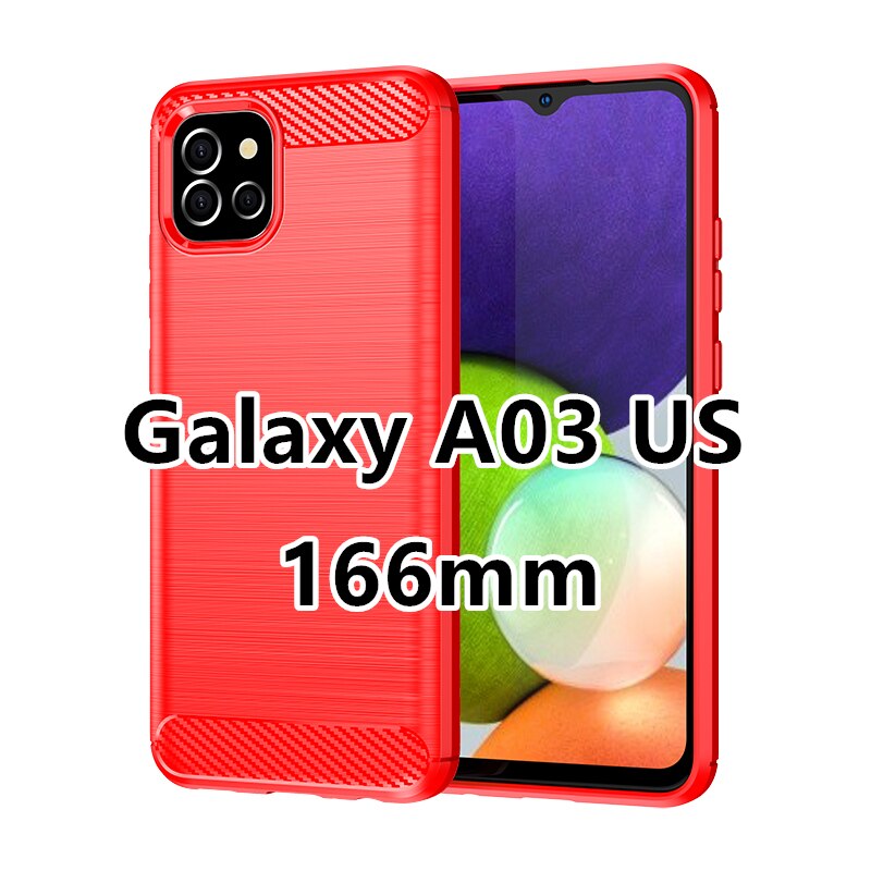 Voor Samsung Galaxy A03 Case Carbon Fiber Schokbestendig Siliconen Bumper Case Voor Samsung Galaxy A03 Cover Voor Samsung Galaxy A03: A03 US-Red